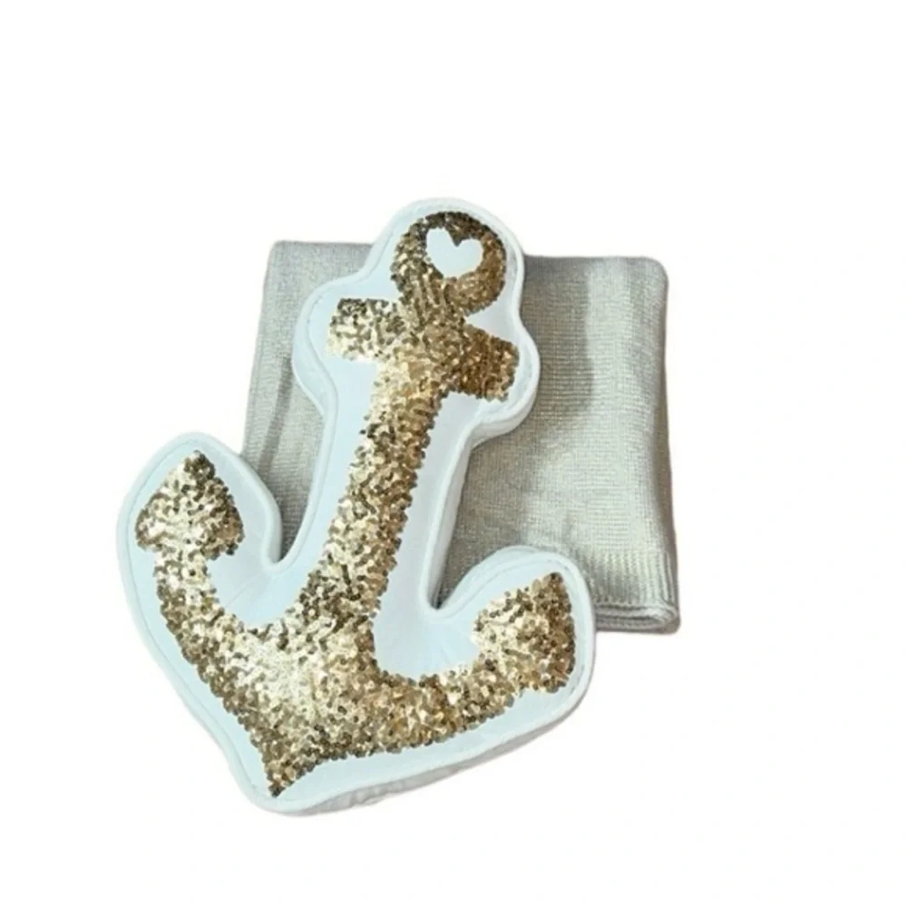 Pottery‎ Barn Teen x Emily Meritt Anchor Pillow & Throw Blanket 50” x 60”
